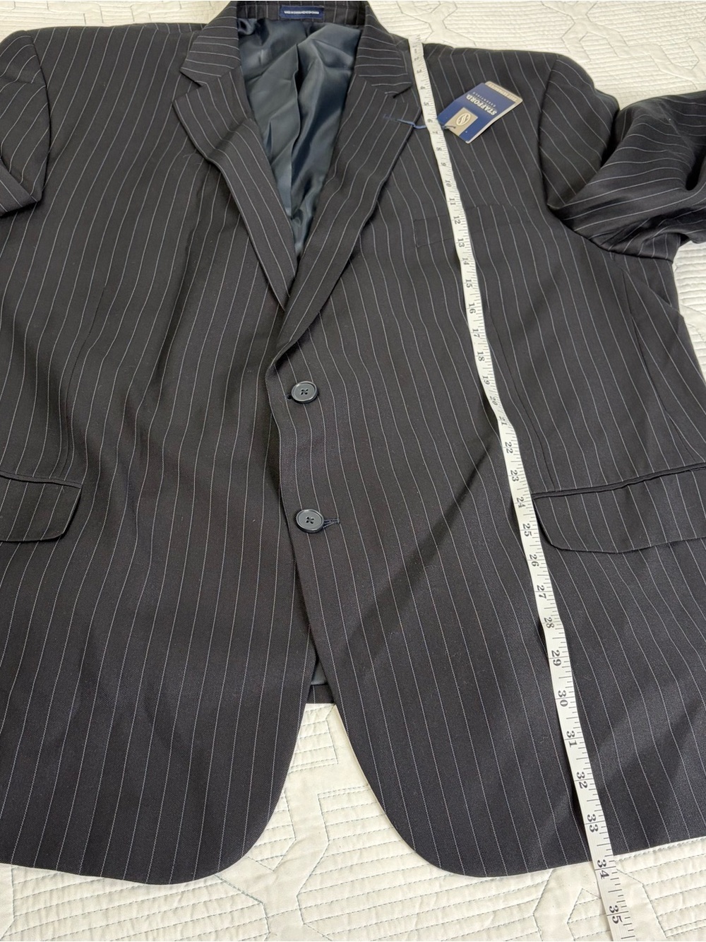 Stafford Essentials Navy Stripe Blazer Sport Coat 54R